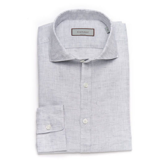 Canali Linen Sport Shirt in Light Grey