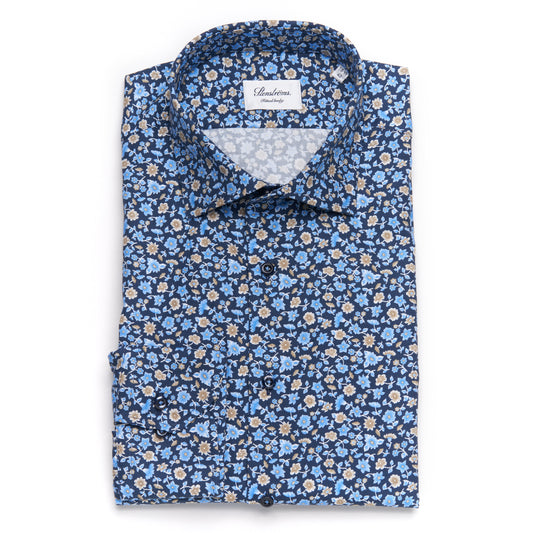 Stenstroms Blue Floral Pattern Sport Shirt