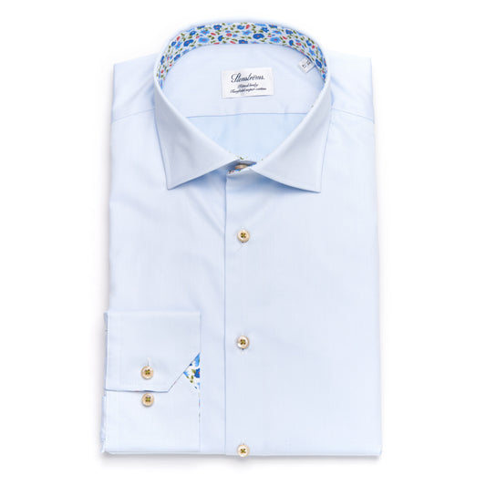 Stenstroms Floral Contrast Twill Shirt in Blue