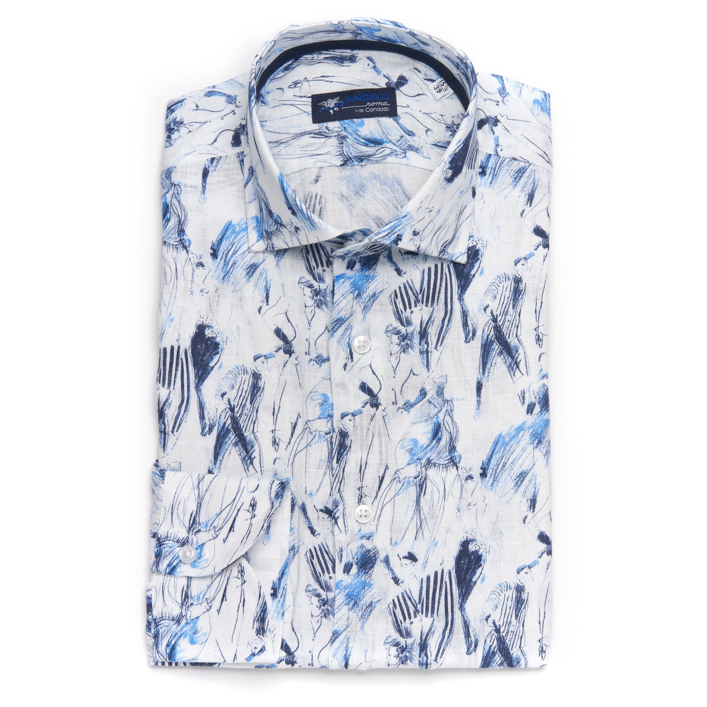 Angelo Marisa Linen Sport Shirt in Blue