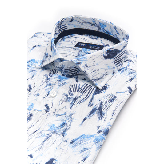 Angelo Marisa Linen Sport Shirt in Blue