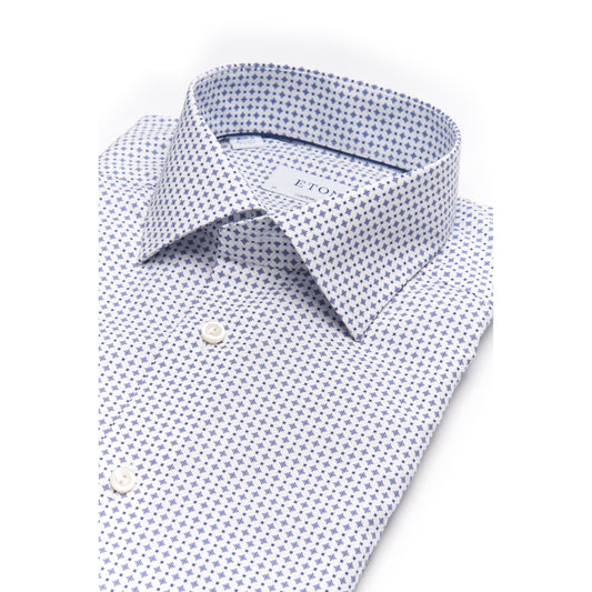 Eton Light Blue Micro Print Signature Poplin Sport Shirt