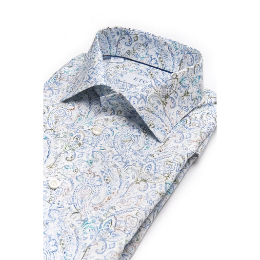 Eton Light Green Paisley Cotton & Tencel Lyocell Sport Shirt