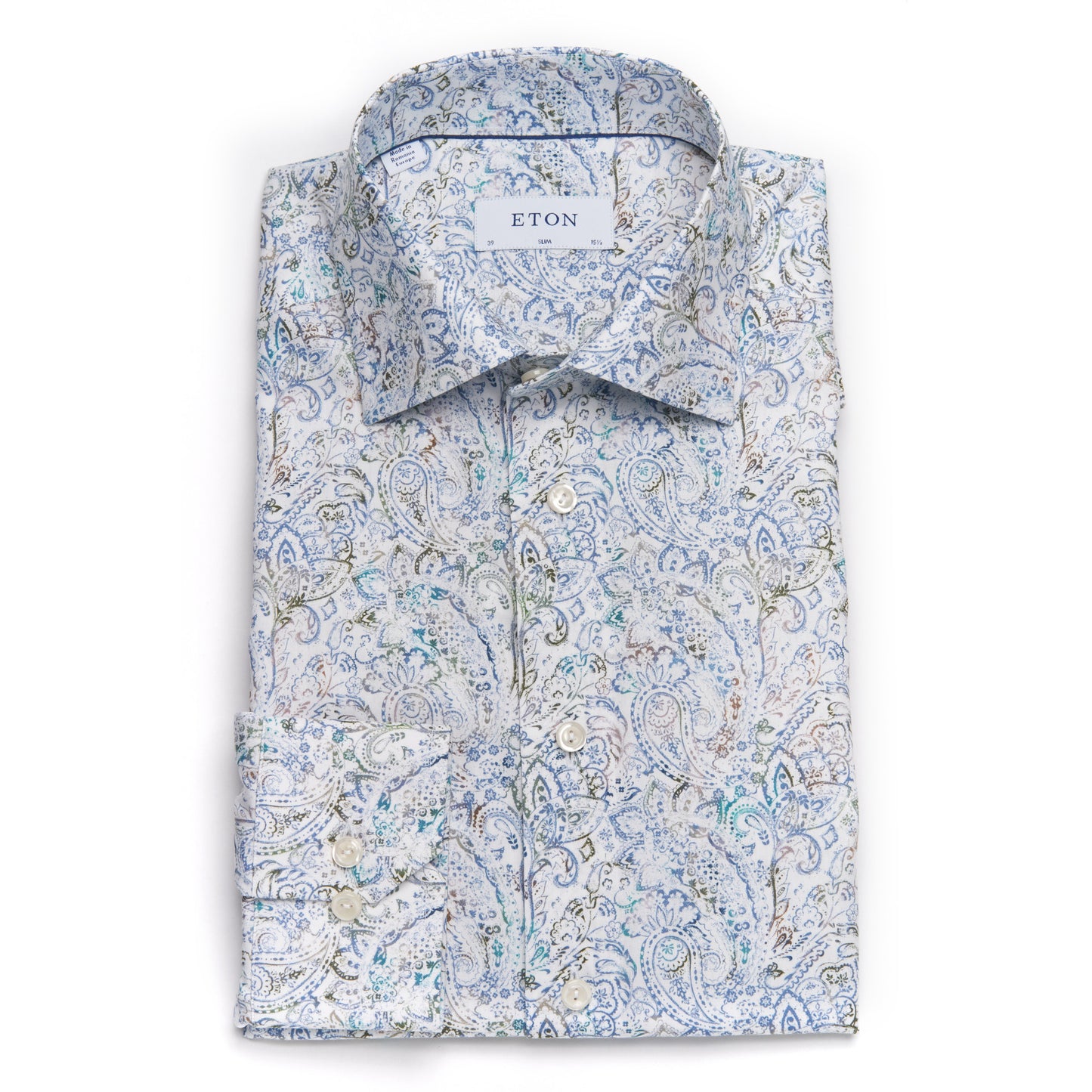 Eton Light Green Paisley Cotton & Tencel Lyocell Sport Shirt