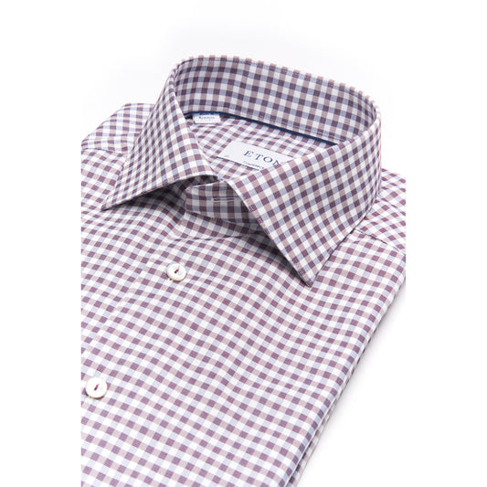 Eton Burgundy Red Check Fine Pique Sport Shirt