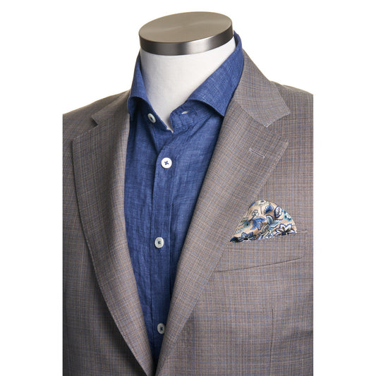 Canali Siena Model Super 130's Wool Suit in Mocha and Blue