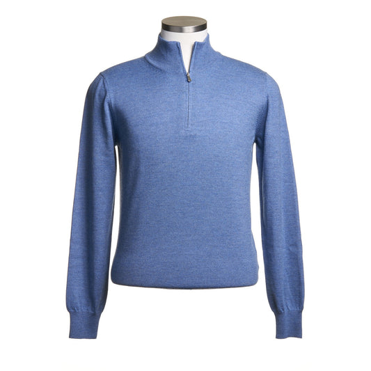 Gran Sasso Extra Fine Merino Wool Quarter-Zip Sweater in Light Blue
