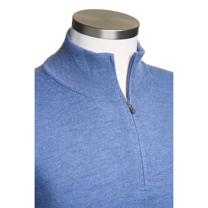 Gran Sasso Extra Fine Merino Wool Quarter-Zip Sweater in Light Blue
