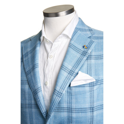 Belvest Jacket-in-the-Box Sport Coat in Light Blue Windowpane Pattern