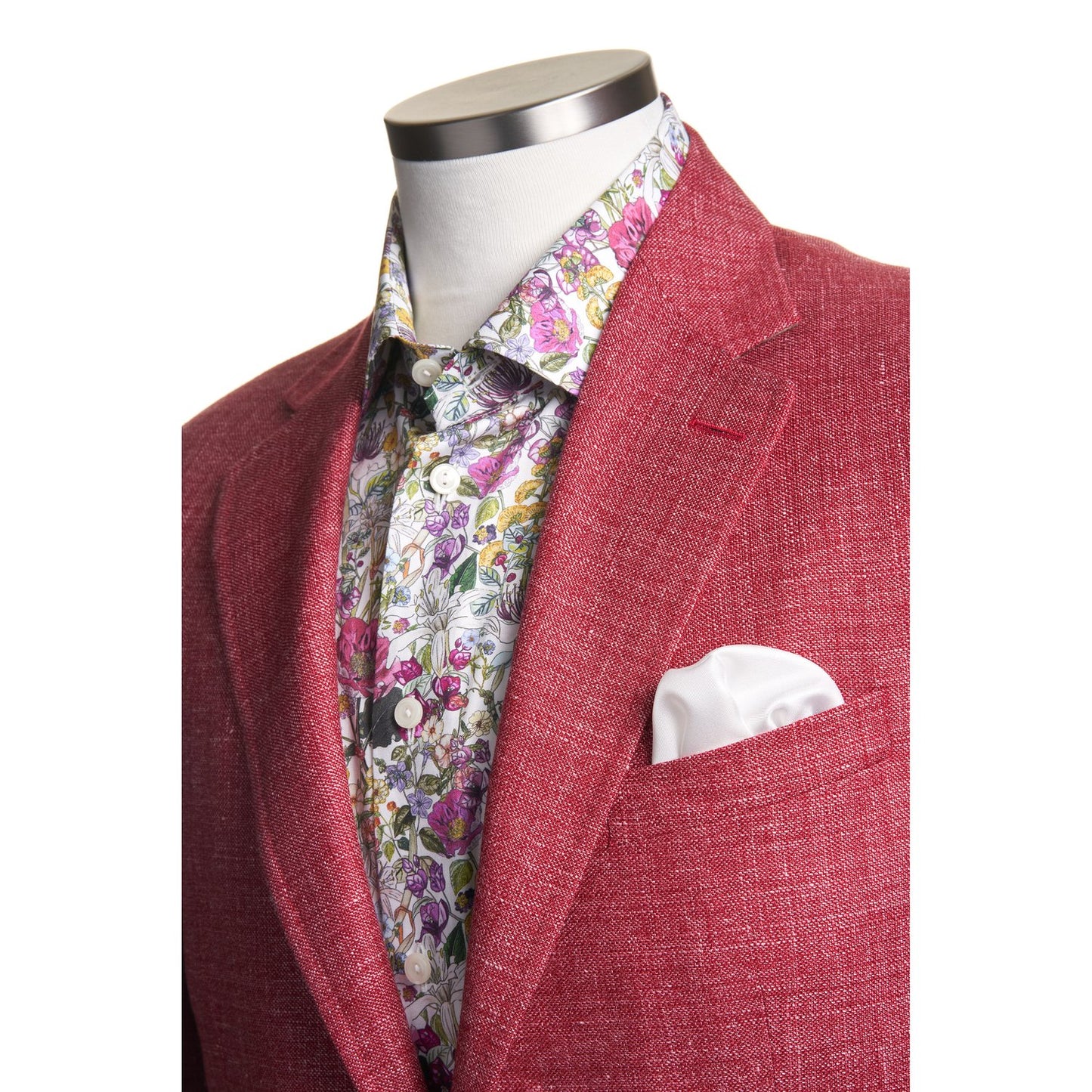 Uomo Wool-Linen Blend, Soft-Shoulder Sport Coat in Solid Red