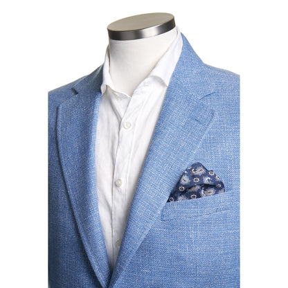 Uomo Wool-Linen Blend, Soft-Shoulder Sport Coat in Solid Light Blue