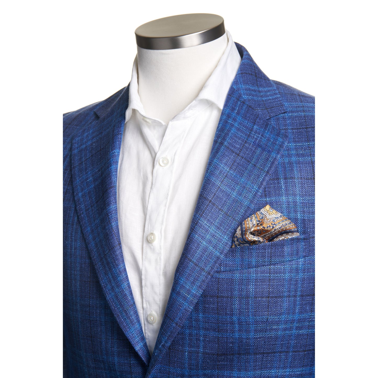 Uomo Wool Blend, Soft-Shoulder Sport Coat in Blue Windowpane