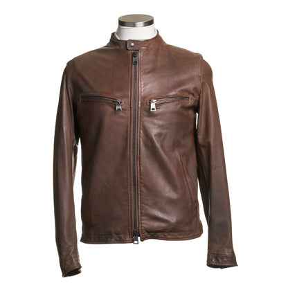 Gimo's Leather Bomber Jacket in Brown