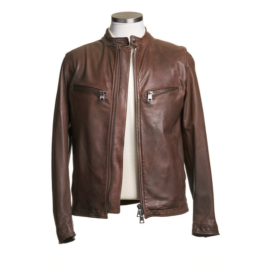 Gimo's Leather Bomber Jacket in Brown