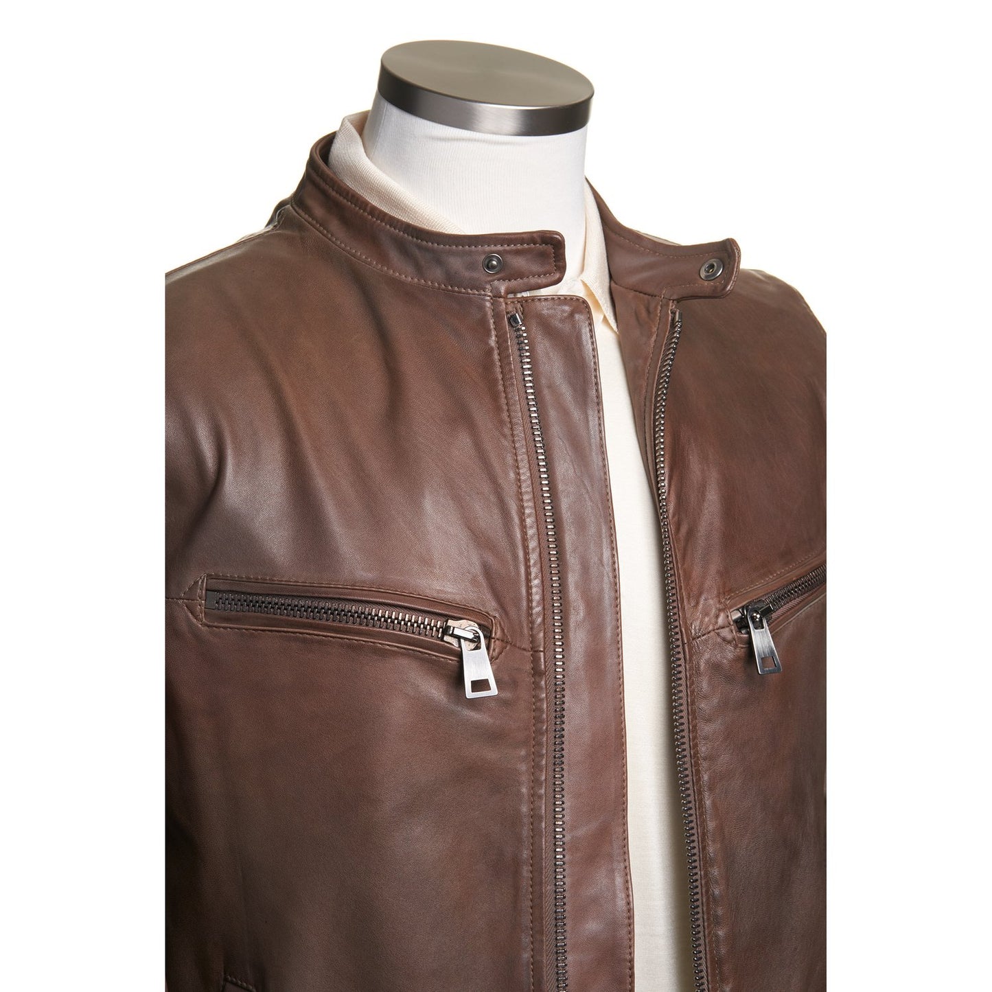 Gimo's Leather Bomber Jacket in Brown