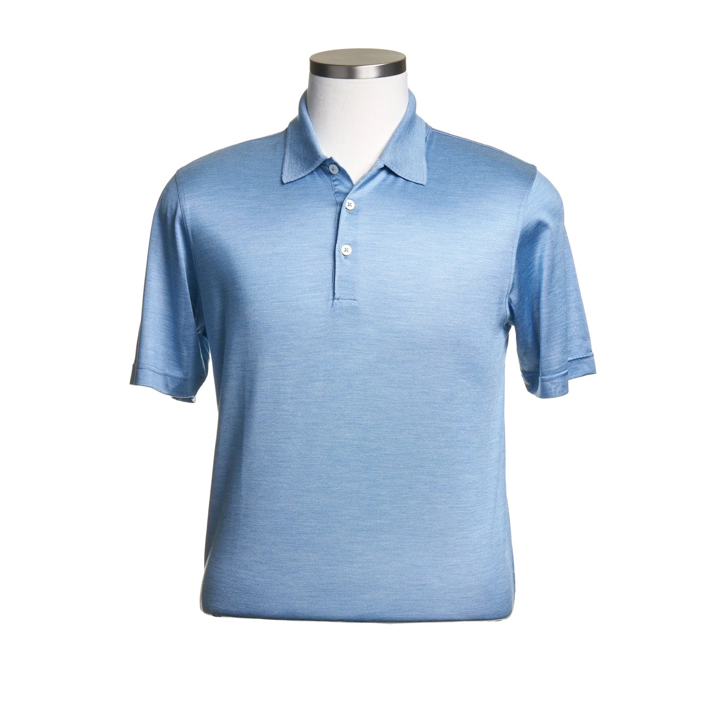 Gran Sasso Silk Polo Shirt in Navy Light Blue