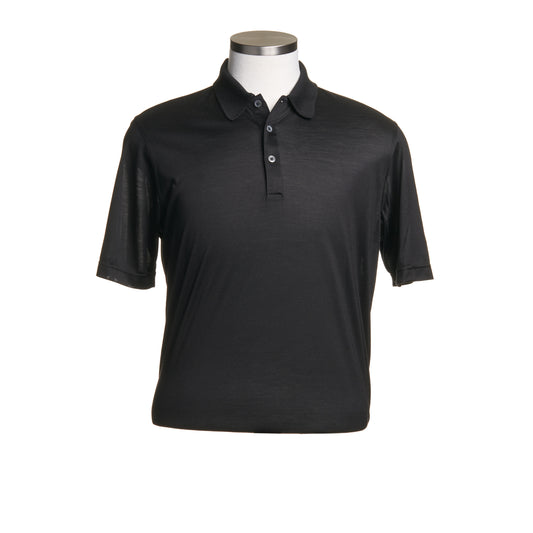 Gran Sasso Silk Polo Shirt in Black