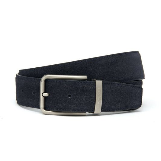 Canali Suede Calfskin Belt in Navy