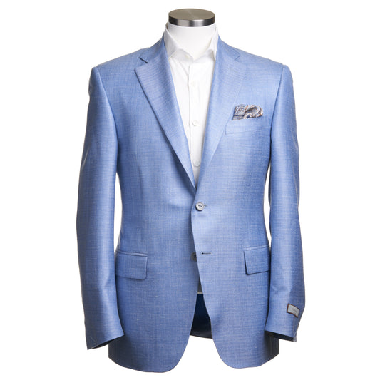 Canali Siena Model Wool Silk and Linen Sport Coat in Sky Blue