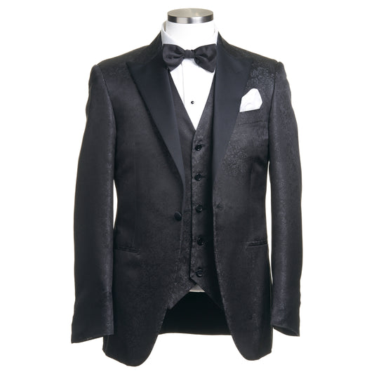 Canali Silk Jacquard Dinner Jacket in Black