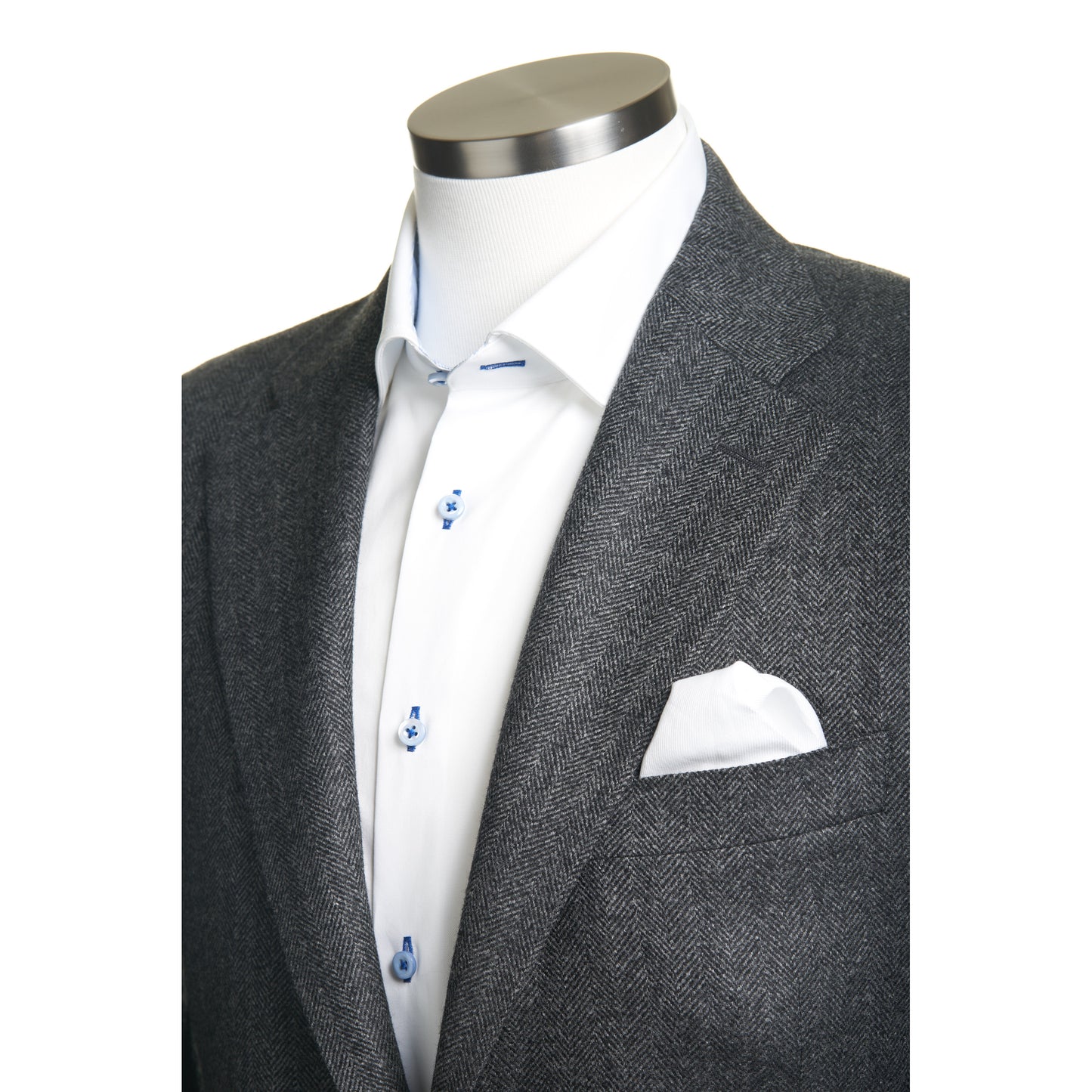 Canali Siena Model Wool Cashmere Sport Coat in Med Gray Herringbone