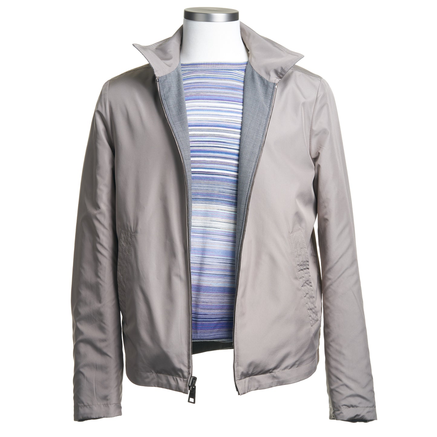 Canali Light Wool Reversible Outerwear in Light Gray