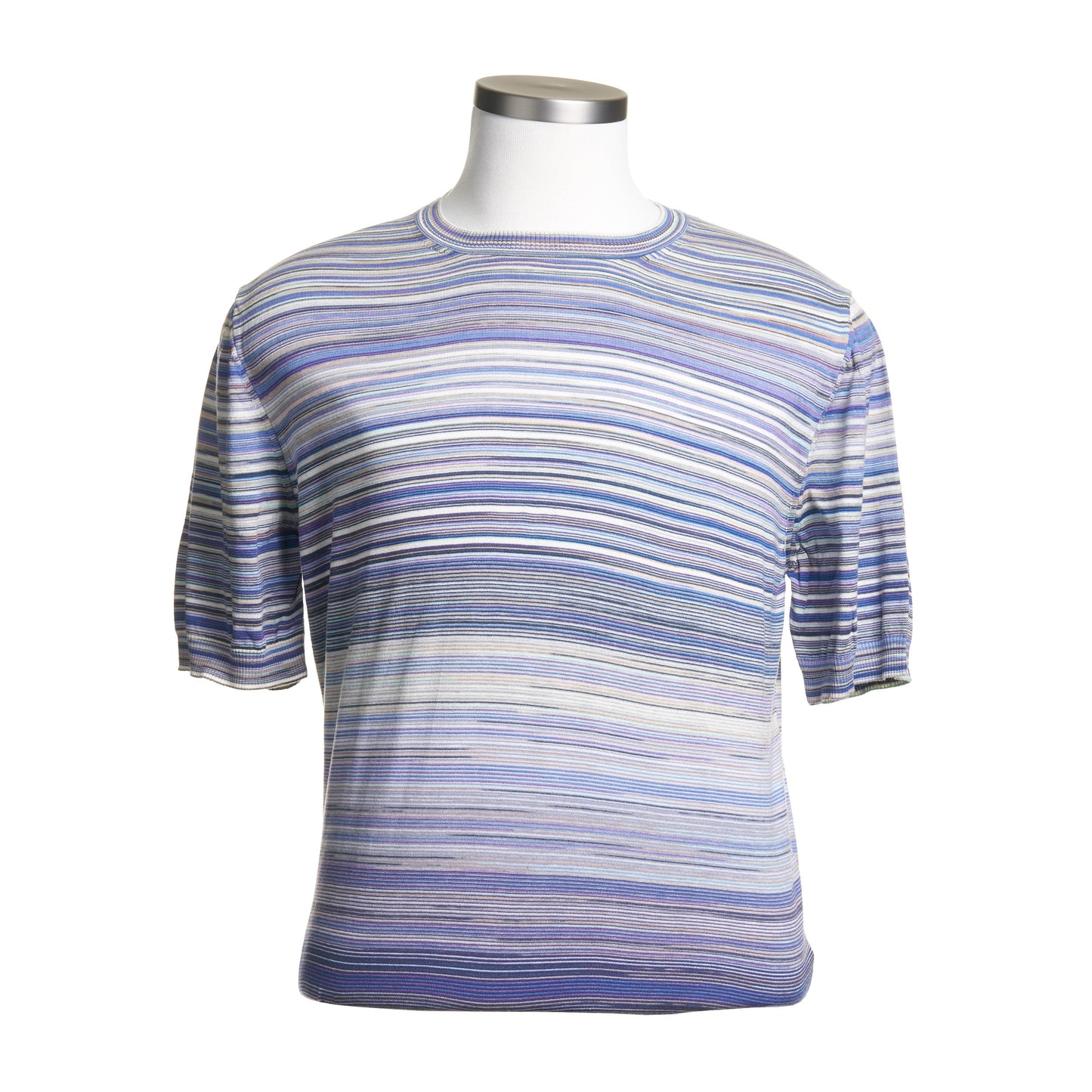 Montechiaro Short Sleeve Crew Neck in Multi-Color Pinstripes