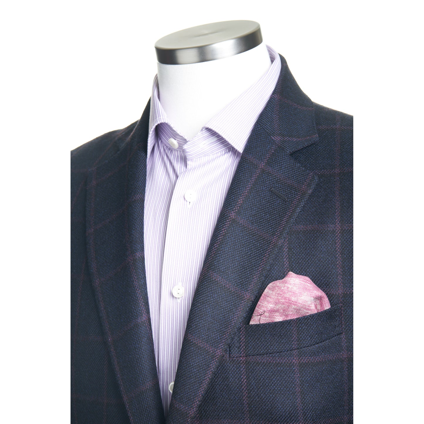Pal Zileri Model Z Sport Coat in Dark Navy Raspberry Windowpane