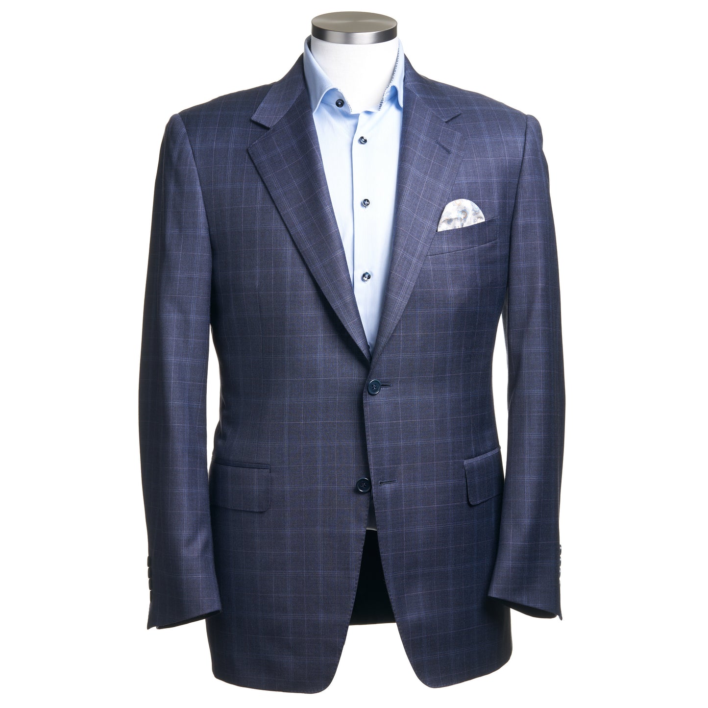 Canali Siena Model Wool Sport Coat in Blue Check