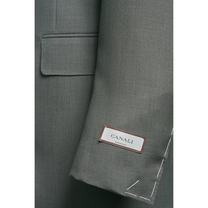 Canali Siena Model Light Wool Suit in Olive