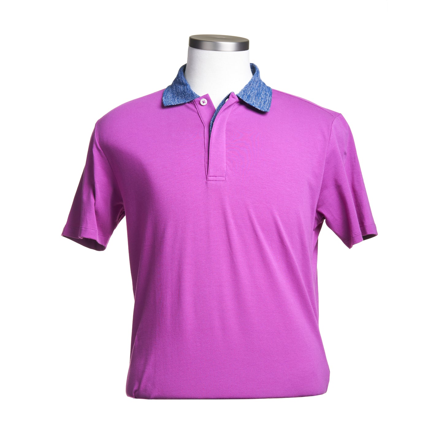 Ferrante Short Sleeve Contrast Polo in Fuschia