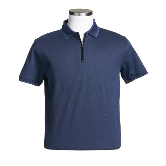 Codice Short Sleeve Cotton Polo in Navy Blue