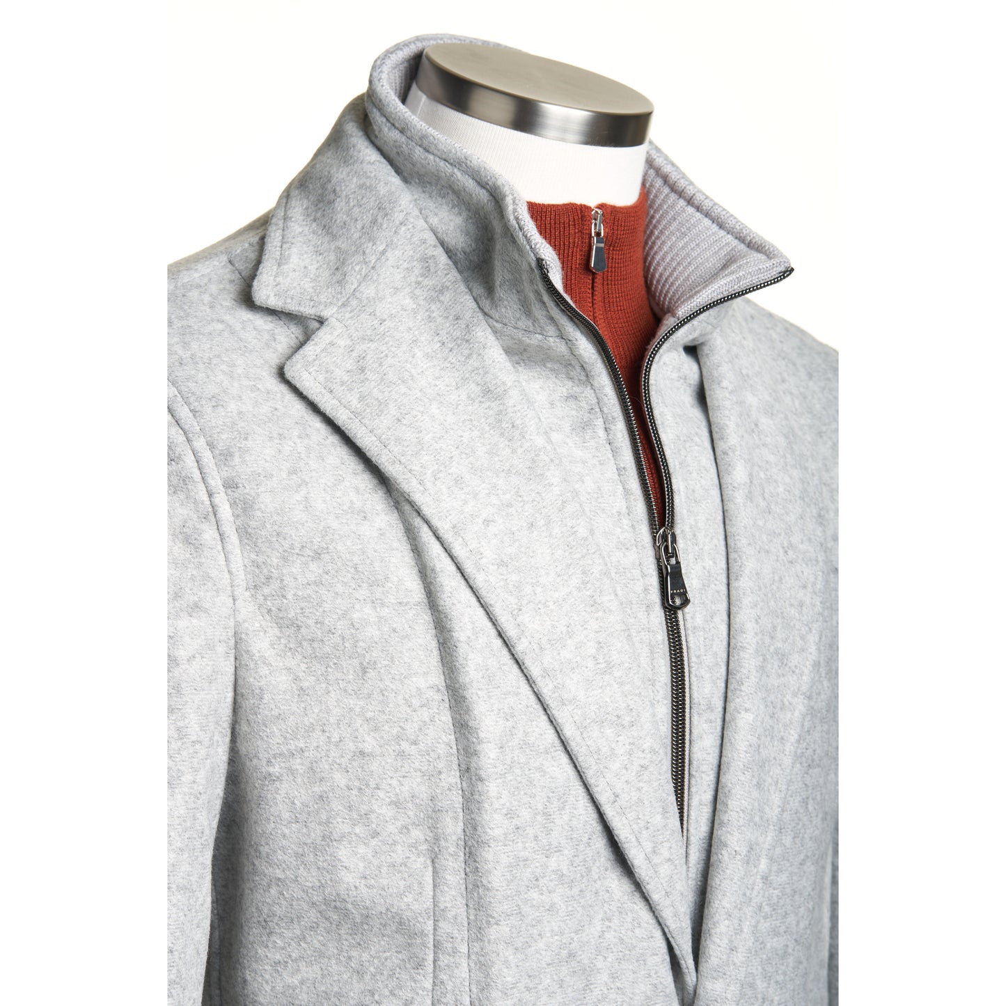 Fradi Wool Flannel Jersey Jacket with removable chest piece in Pearl Grey