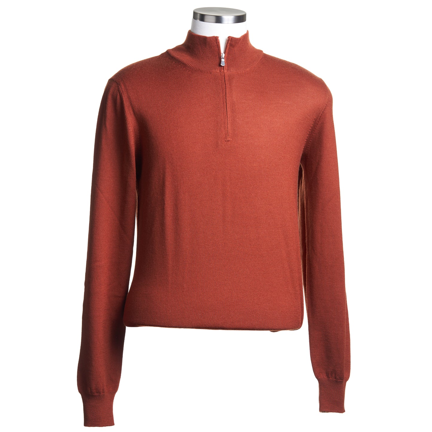 Gran Sasso Extra Fine Merino Wool Quarter-Zip Sweater in Burnt Orange