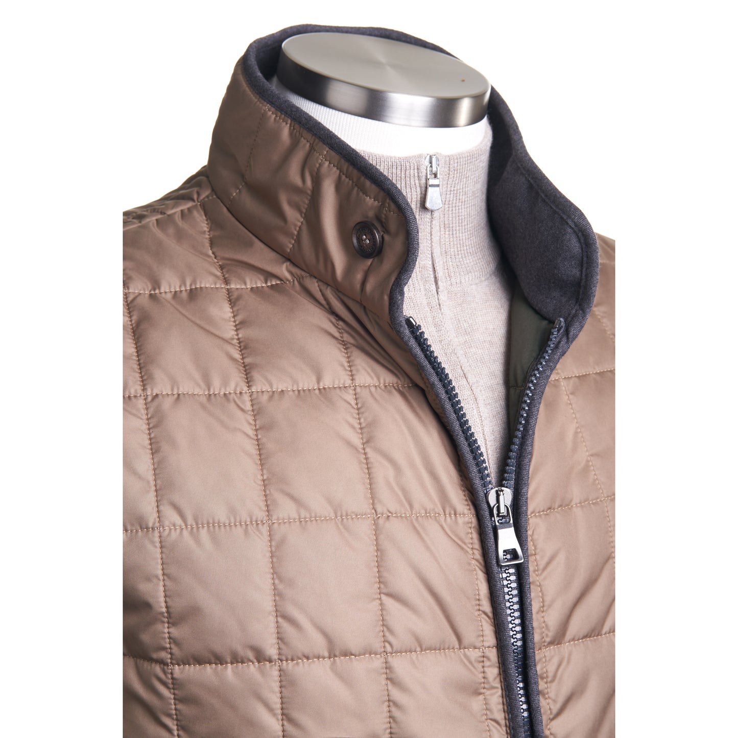 Waterville Water Repellent Quilted Nylon Vest in Mocha