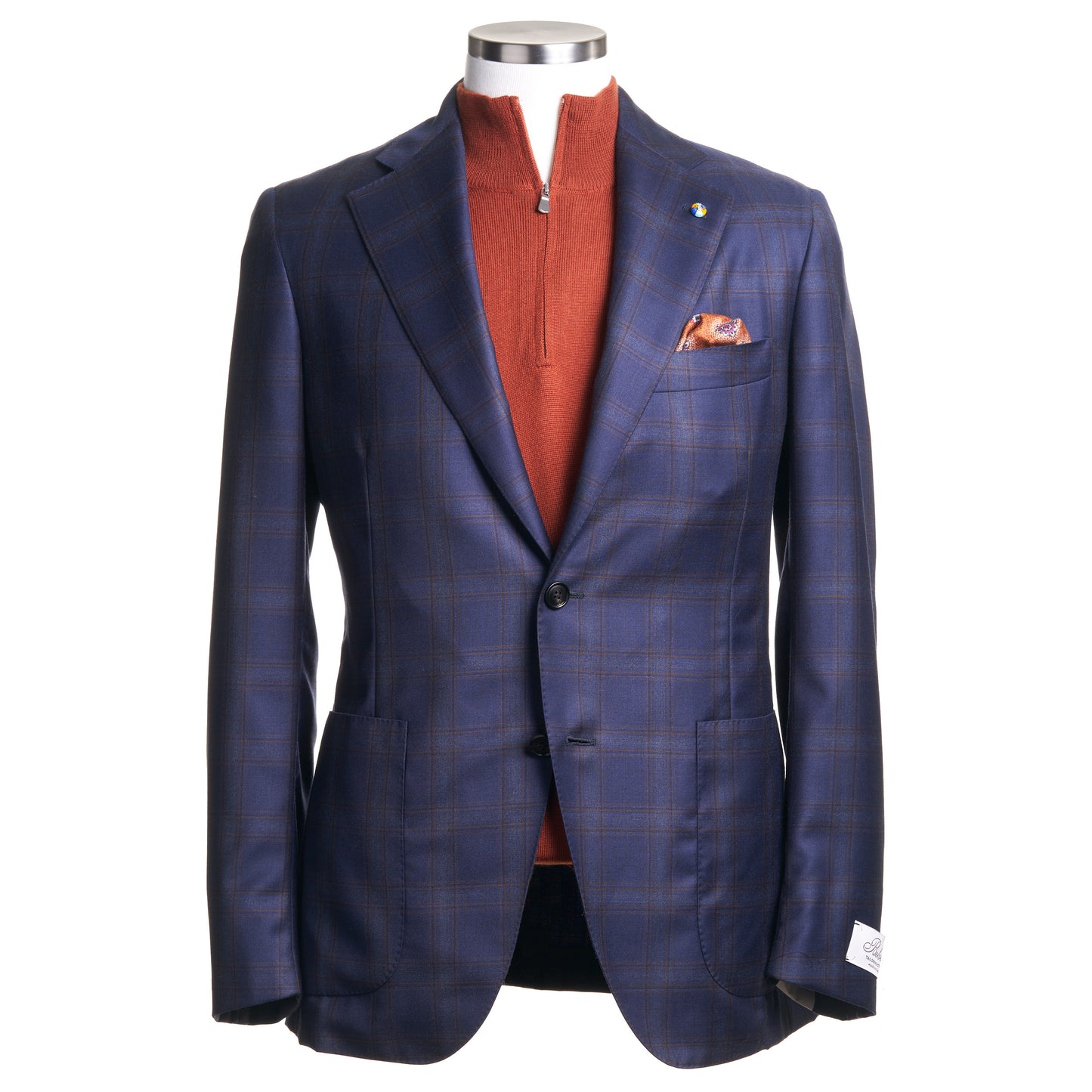 Belvest Sport Jacket in 100% Light Wool in Dark blue and Rust .