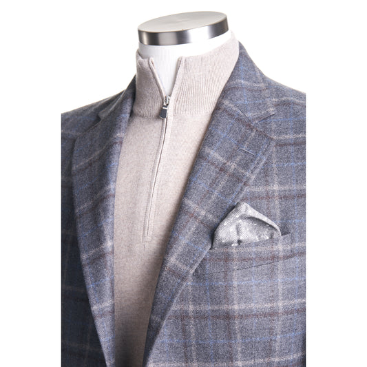 Uomo Sport Wool Sport Coat in Gray & Mocha Plaid