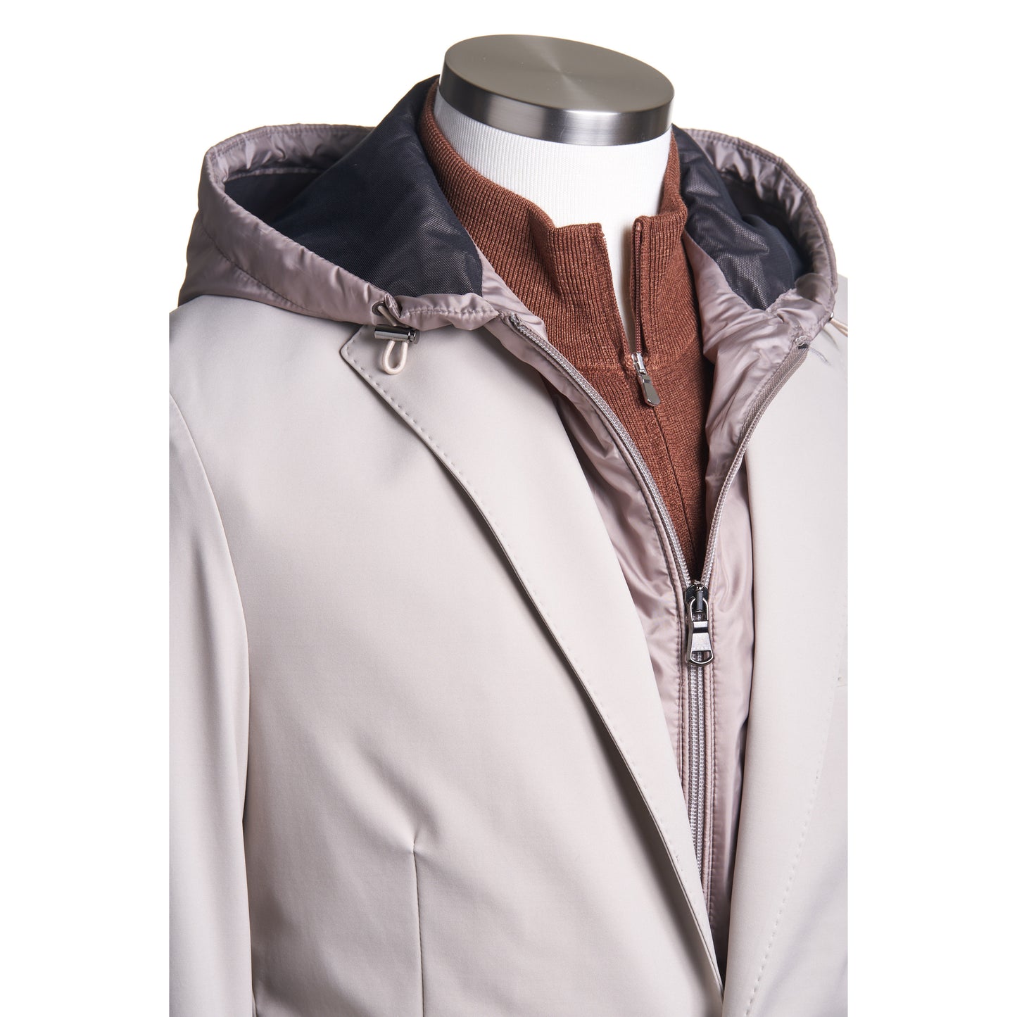 Fradi Stretch Jacket with Removable Hoodie and Chest-Piece in Taupe