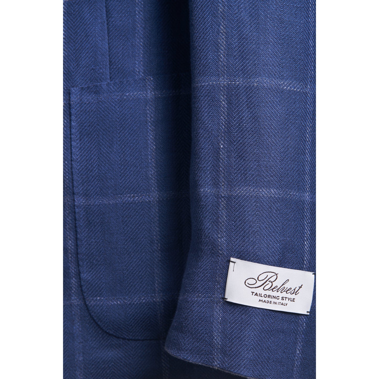 Belvest Sport Coat in Wool Silk & Linen -Blue Plaid