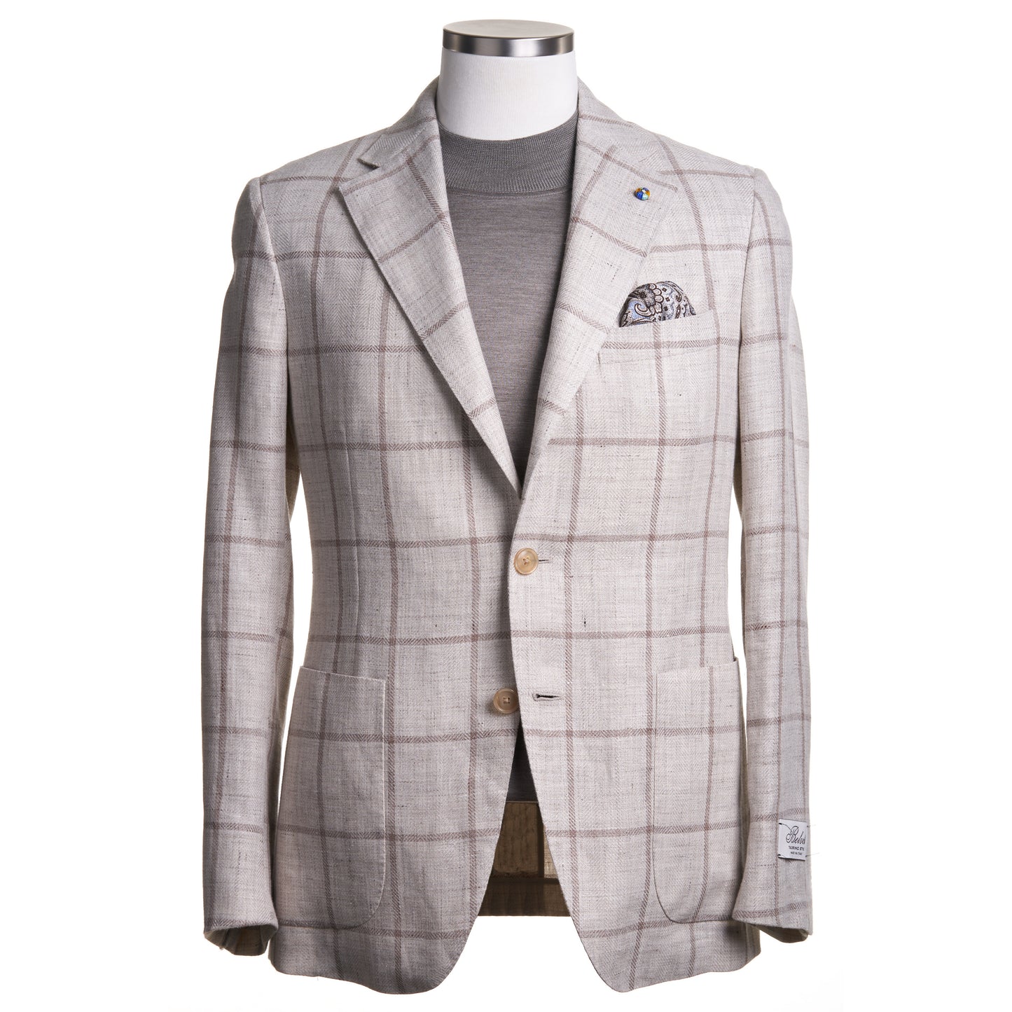Belvest Sport Jacket in Wool, Silk & Linen in Taupe