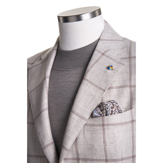 Belvest Sport Jacket in Wool, Silk & Linen in Taupe