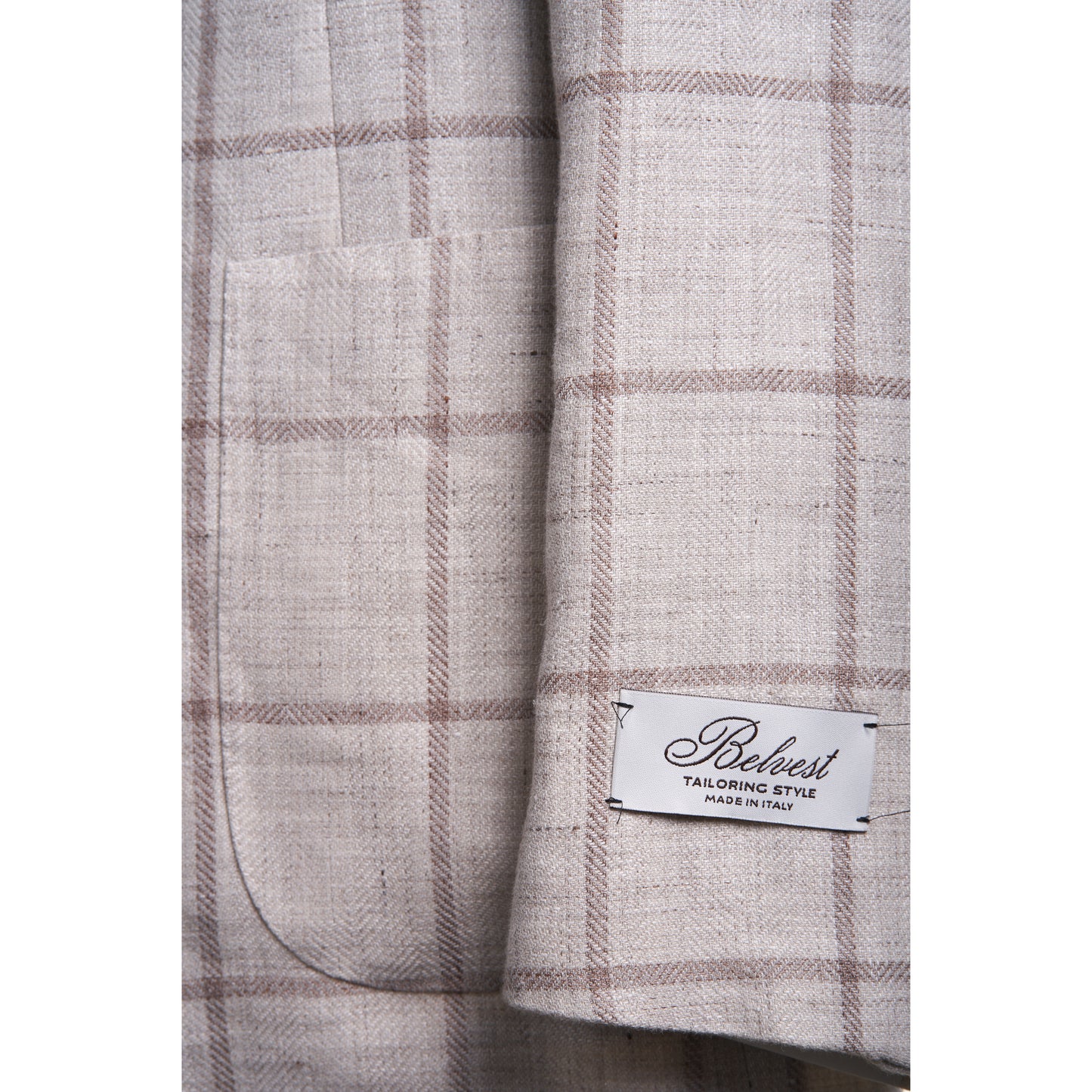 Belvest Sport Jacket in Wool, Silk & Linen in Taupe