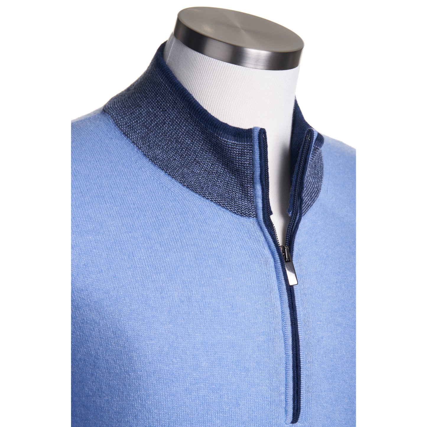 Codice Quarter-Zip Wool & Cashmere Sweater in Light Blue