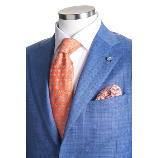 Belvest Suit in Super 140's Wool -Prince of Wales Pattern-Light Blue