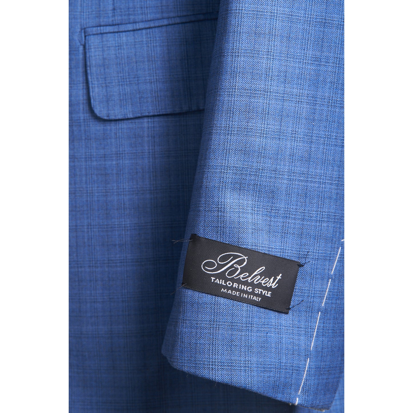 Belvest Suit in Super 140's Wool -Prince of Wales Pattern-Light Blue