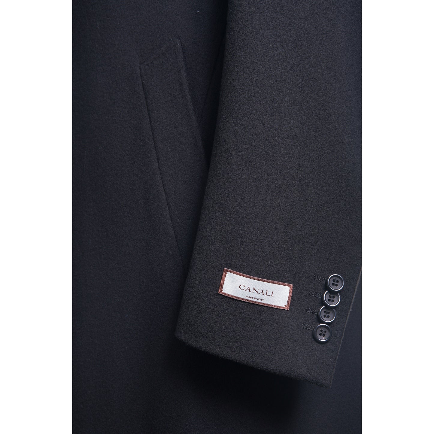 Canali Kei Wool & Cashmere Topcoat in Black