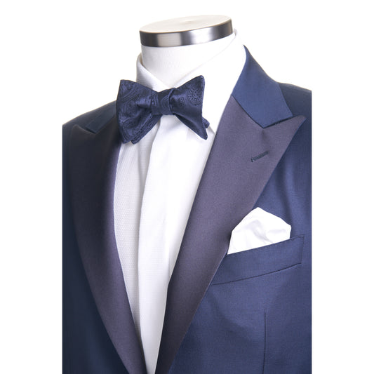 Canali Wool Two-Piece Tuxedo Suit with Satin Peak Lapel in Mediterranean Blue
