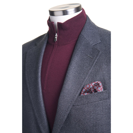 Uomo Wool & Cashmere Sport Coat in Micro Pattern Gray