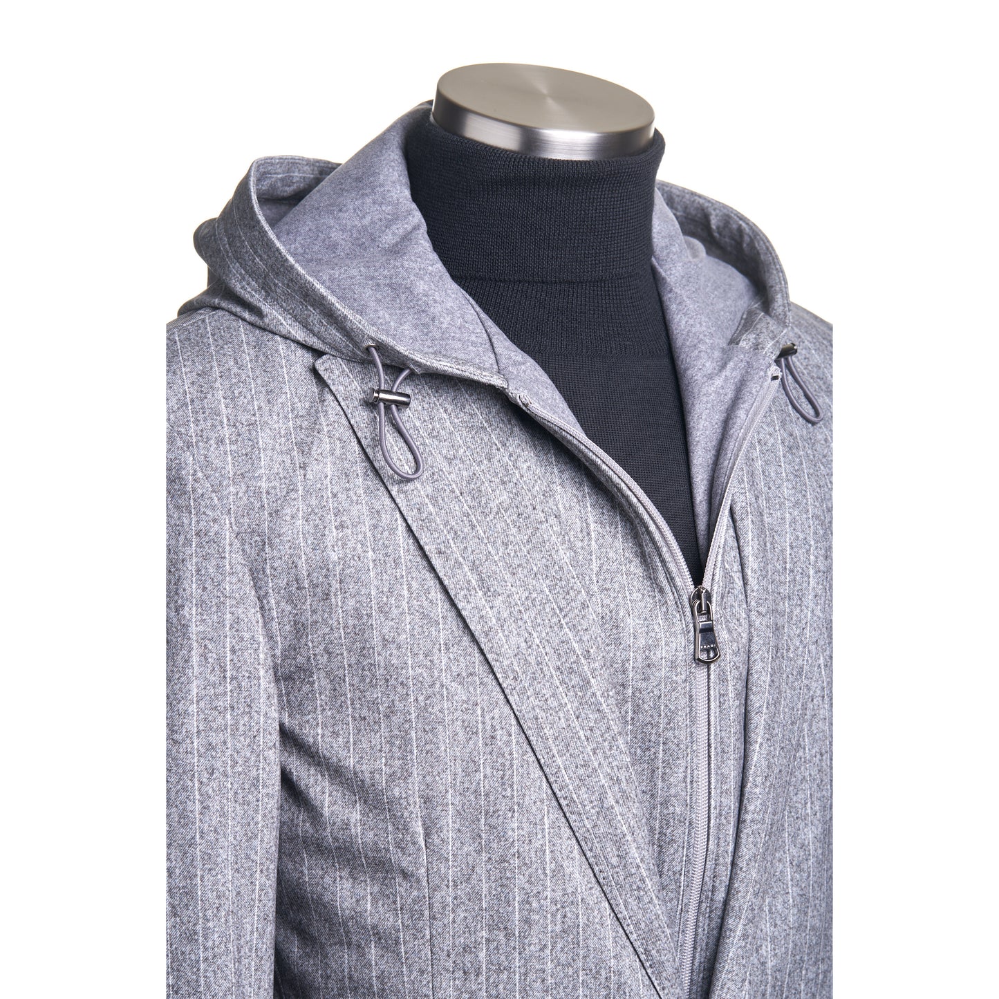 Fradi Printed Stretch Hooded Jacket in Grey Stripes
