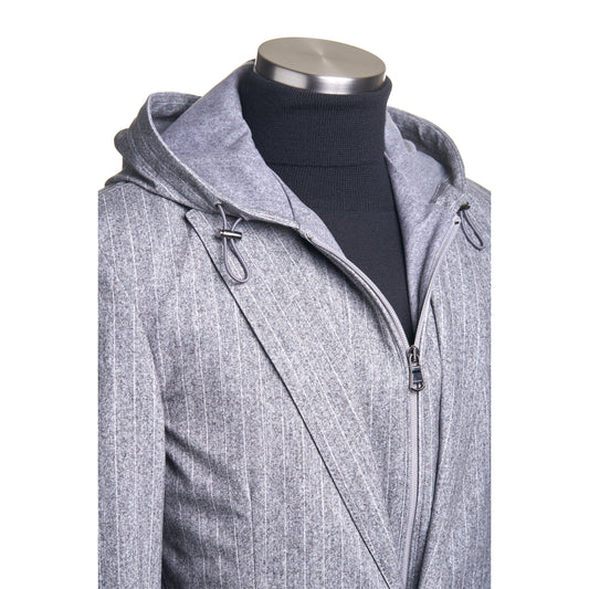 Fradi Printed Stretch Hooded Jacket in Grey Stripes